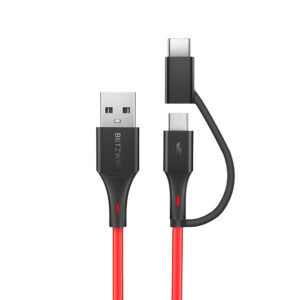 BlitzWolf BW-MT3 3ft Micro USB2.0 PVC 3A Charging Cable with Type C Port - Image 3